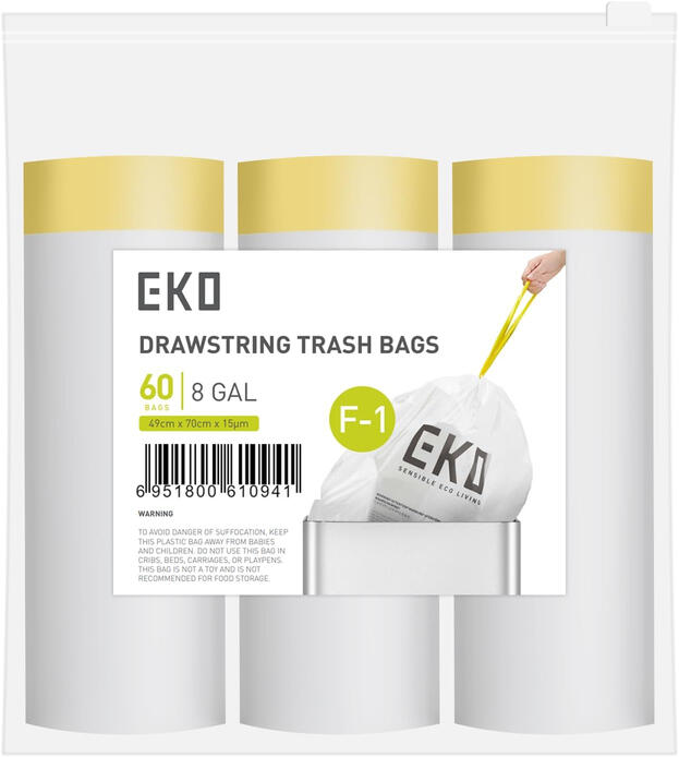 eko 8 gallon drawstring kitchen trash bags eko 8 gallon drawstring kitchen trash bags